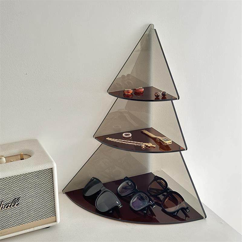 玖楼 桌面转角置物架化妆品收纳盒香水压克力收纳层架餐桌墙角杯