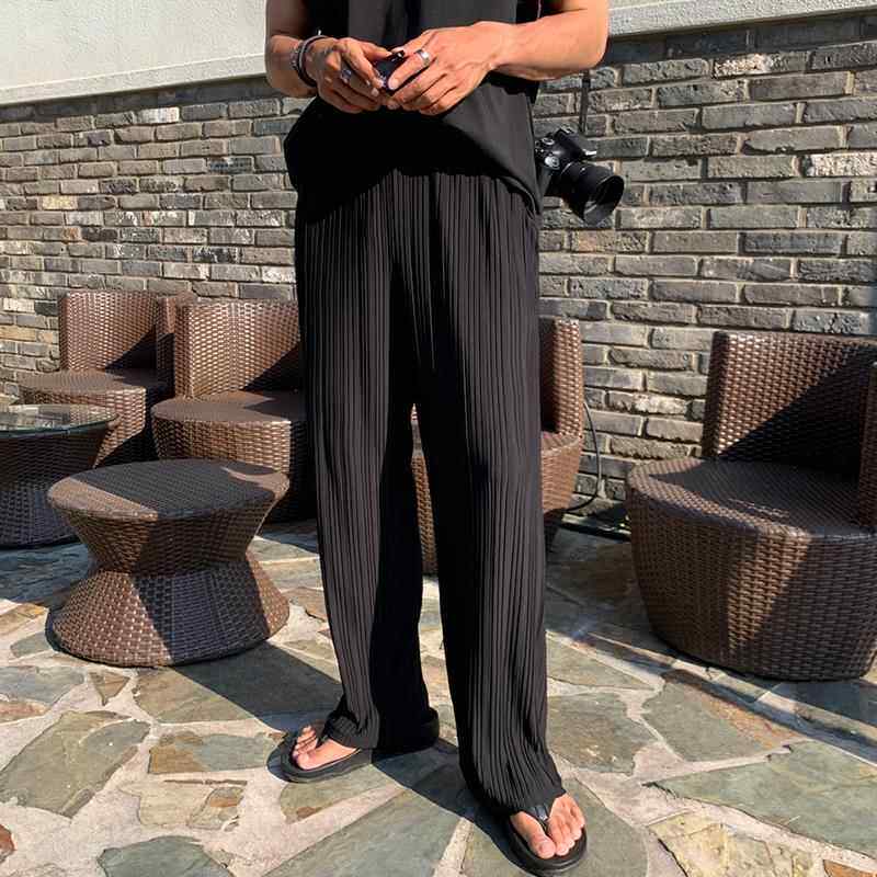 MRCYC冰丝男裤子夏季韩版直筒宽松垂感潮牌高级感阔腿拖地休闲裤