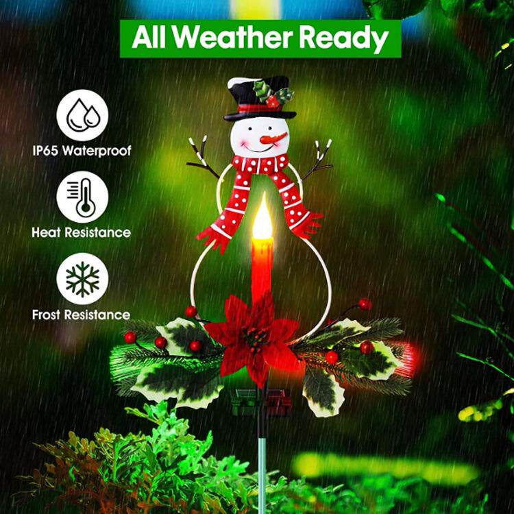 跨境圣诞太阳能雪人地插灯LED户外装饰公园庭院草坪节能庭院灯