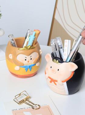 卡通树脂学生文具收纳笔筒工艺品创意搞笑办公桌面西游记花盆摆件