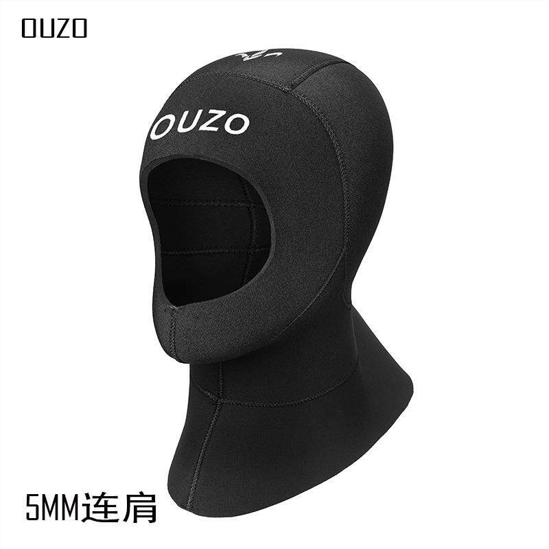 OUZO 5mm连肩潜水头套加厚潜水帽防寒保暖浮潜冲浪冬泳游泳帽工厂