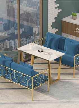 现代简椅约谈布艺沙发卡座 奶茶店甜品店休闲洽210429沙发 发餐厅