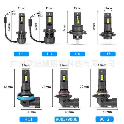 热销新品直插式灯泡12-24v风扇LED汽车大灯6000K H7 H4 H11 9005