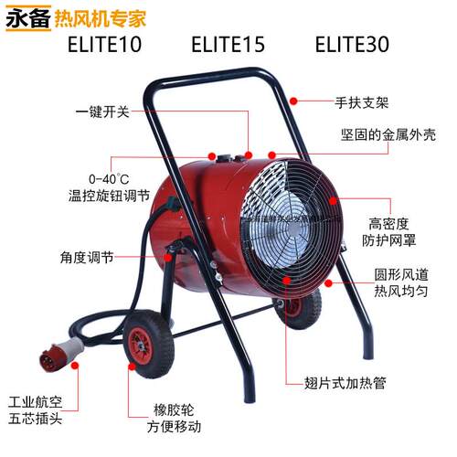 永备电热暖风机炉Elite系列工业电取暖器烘干仓库干燥