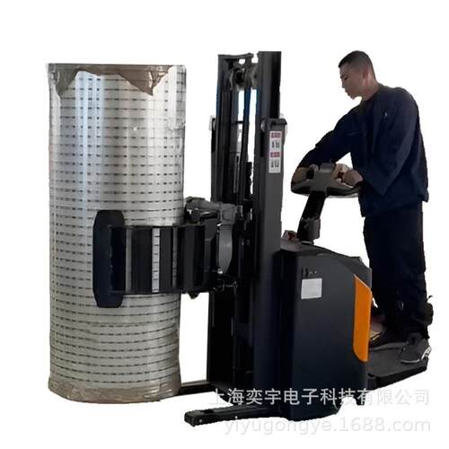 全电动旋转抱夹式液压升降堆高车包装卷材纸卷圆夹抱叉车上卸料机
