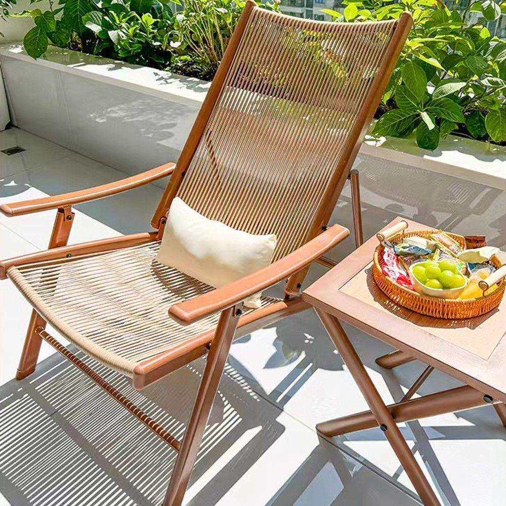 躺椅藤椅子摇椅户外庭院休闲椅防水防水可折叠藤椅户外午睡椅子