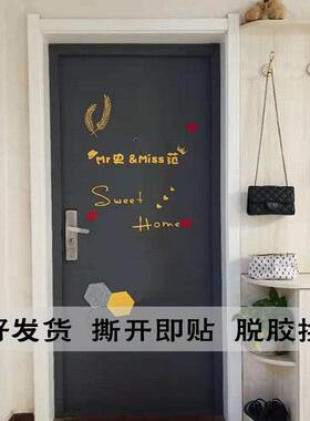 毛毡门贴纸自粘防盗门入户门贴膜改造旧木门翻新改色北欧装饰隔音
