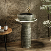 户外阳台洗手台盆一体庭院简易立柱式 落地台池创意柱盆 洗脸盆立式