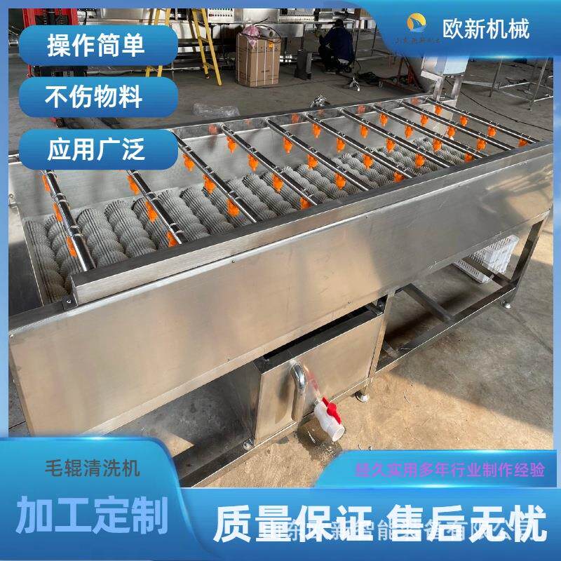 商用平行毛辊清洗机全自动土豆红署毛刷清洗机海蛎子扇贝清洗设备