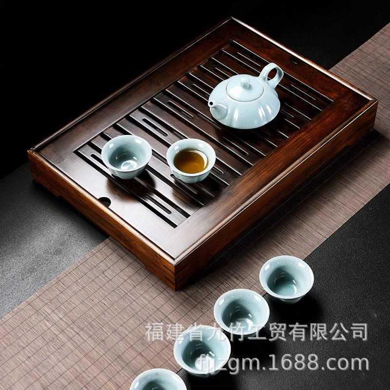 九竹新款胡海桃色竹制茶盘JZ-0102家用储茶茶台简约迷夫你水中号