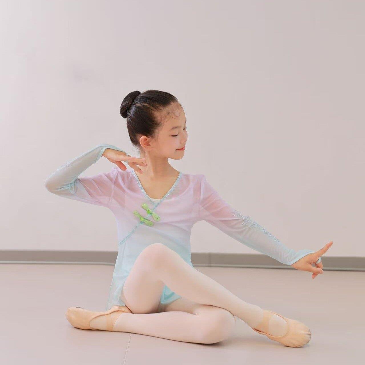 儿童烫钻古典舞纱衣练功服身韵幼儿舞蹈检定考试形体服女童舞蹈演