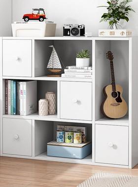 飘窗柜储物柜白色简易小书简架落地书柜约收纳G98G13柜阳台家用多