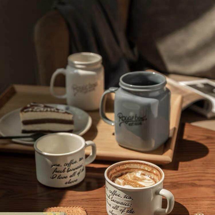 大水杯大容量马克杯女简约咖啡杯情侣杯子一对燕麦杯ins风早餐杯