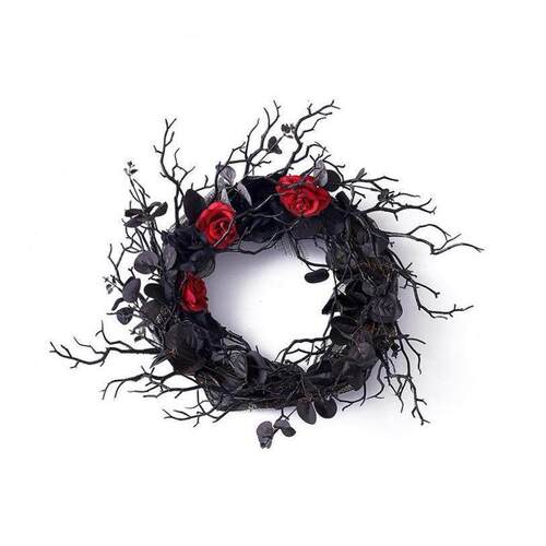 Halloween Dead Branch Wreath Simulation Flower Black Decorat