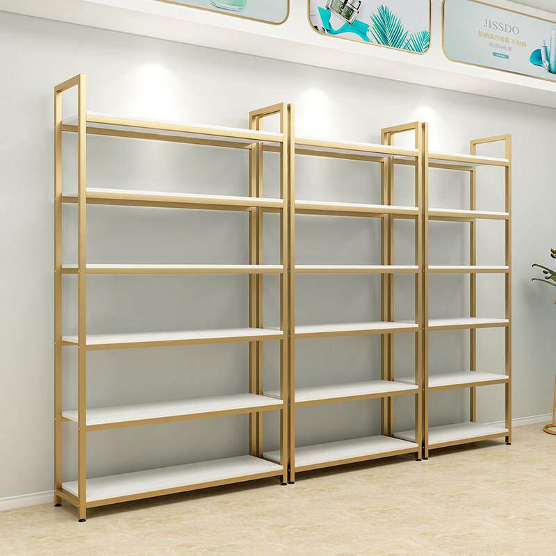 钢木货架置物架样品展示架超市母婴产品鞋包陈列架美容院展示柜