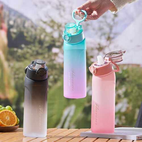 电商玩味果味水瓶720ML0糖0卡萃香氛吸管双色渐变PC塑料水杯