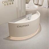 玻璃纤维接待台服装 店美容院吧台瑜伽馆收银柜台医美院接待台弧形