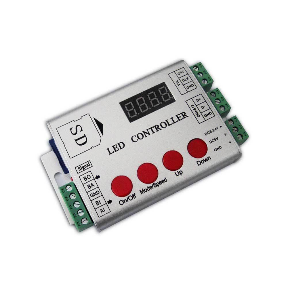 LED控制器 全彩dmx512解码器带SD卡-内置多种程序 同步控制灯带