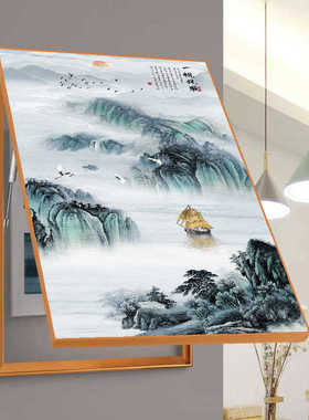 竖版电表箱遮挡新中式配电箱弱电箱开关盒装饰画铝合金液压免打孔