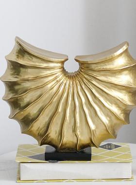 新博式抽象半扇形海YDB螺雕塑摆件现代样板间客厅圆玄关古架中装