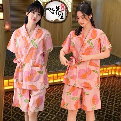 汗蒸服女2025新款纯棉洋派情侣桑拿浴袍澡堂睡衣男按摩足浴店浴服