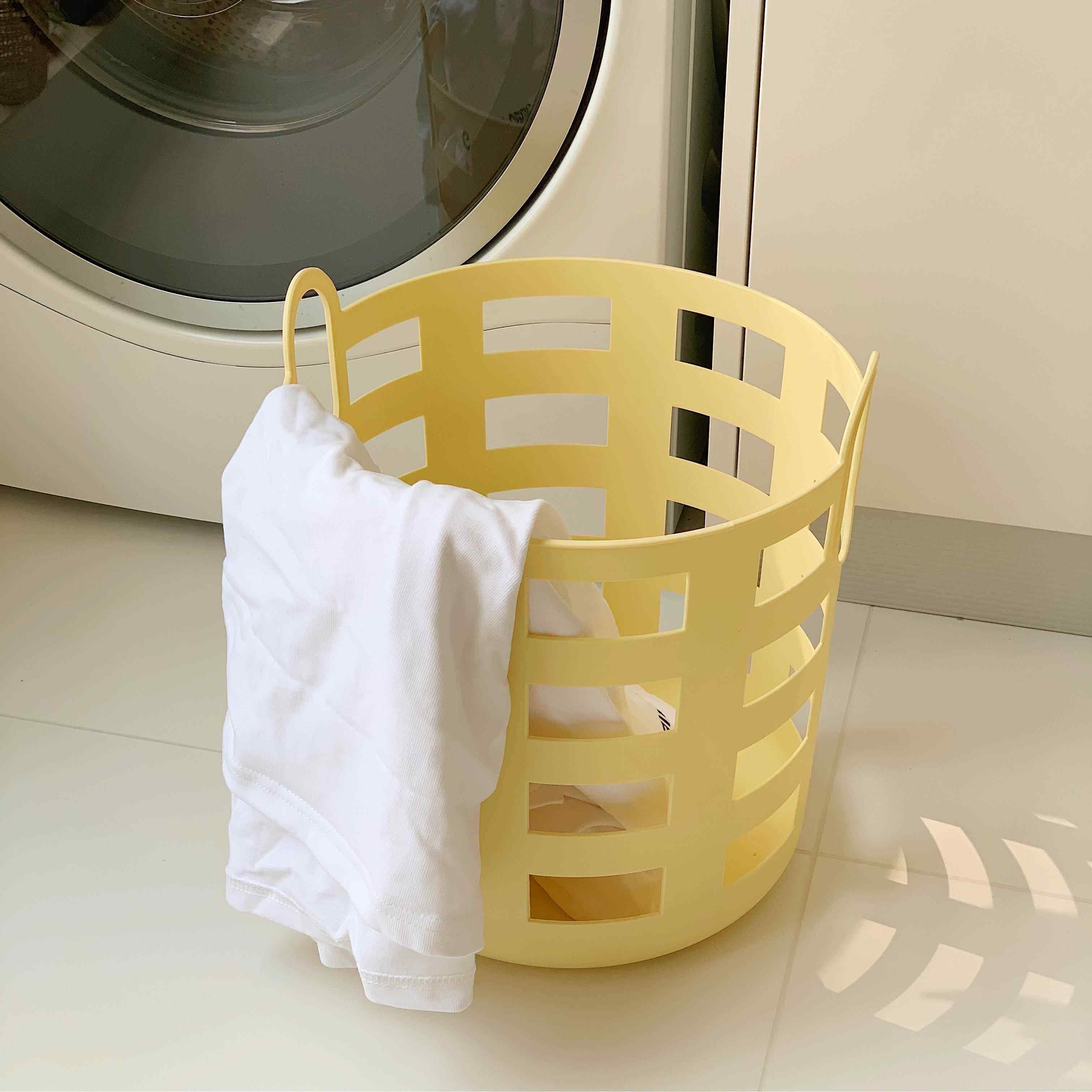 ins风镂空奶黄脏衣篓脏衣服收纳筐家用收纳篮卧室浴室置物篮悬挂,收纳整理,脏衣篮,淘宝优惠券,粉丝福利购,淘宝优惠卷