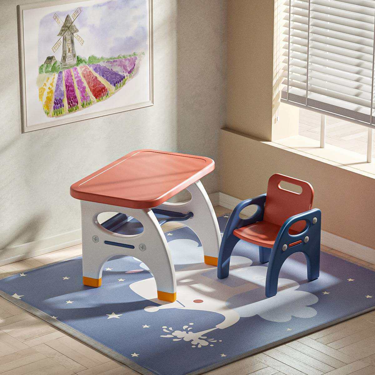 学习桌儿童桌椅套装宝宝家用简约多功能玩具幼儿园画画塑料小桌子