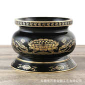 铜莲花炉心经仿古八吉祥炉寺院家用用品佛具黄铜香炉