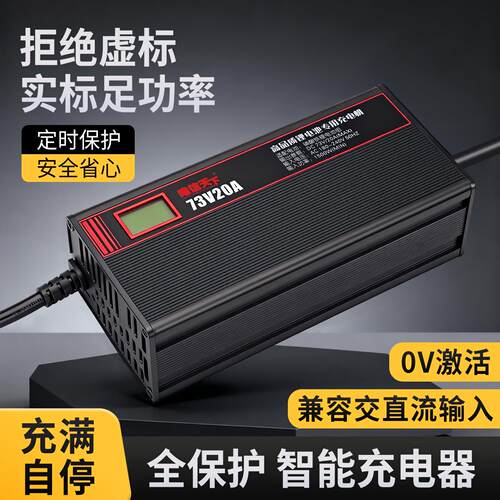 实标足功率锂电池充电器48V60V72电动车铅酸三元铁锂充电机0V激活