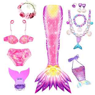 girls mermaid tail swimsuit for beach parties includes
