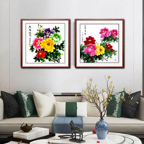溥畔年 纯手绘洛阳国画《牡丹花》挂画《盛开的花朵》富画广场入