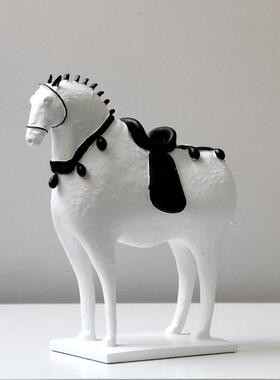 现代简约新中式创意唐马摆装件样板售楼部FSB684客厅柜书房房饰软