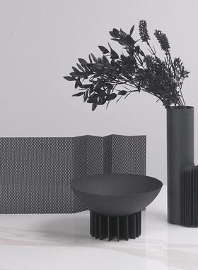 简现代黑色约属折叠网玄面摆件红色球售楼处关客厅茶KED几软装饰