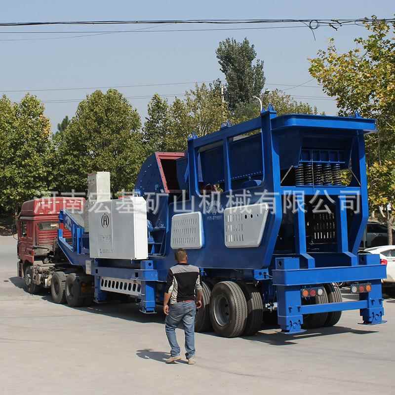 一体式动破碎站建垃圾金移刚石大理1308石破碎机轮胎 式移动破碎图片
