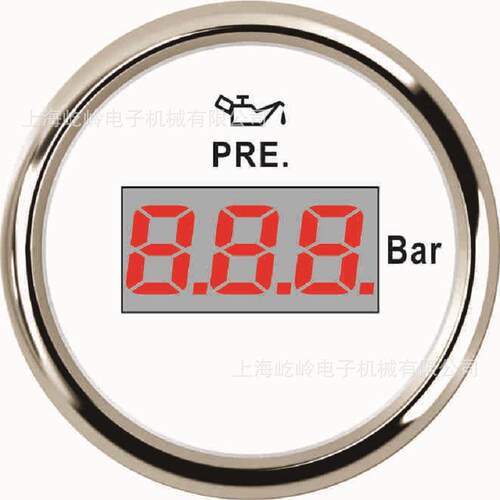 52mm 0-5bar数显机油油压表 改装车船通用表 9-32V电压 带背光灯