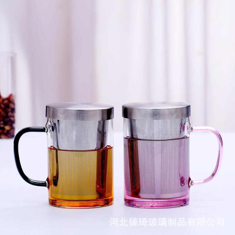 玻璃杯泡茶杯茶水分离过滤杯带把带盖加厚耐热男女办公家用水杯子