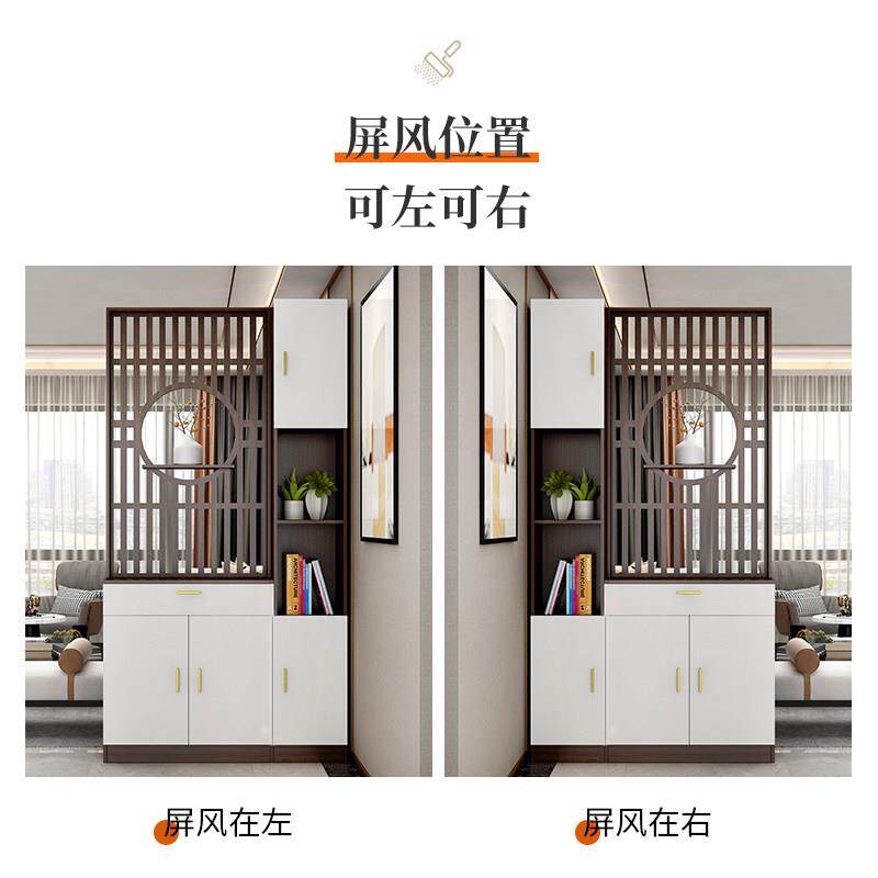 厅新中式屏风断客简玄约现代入户进门隔实木正对竖纹置物大门关柜
