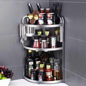 不锈钢厨房三角置物架台面转角拐角墙角调料调味品盐罐角收纳