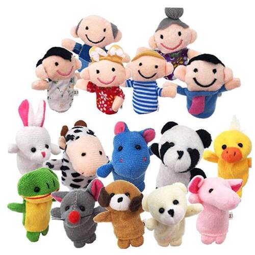 Baby Plush Toy Finger Puppets Tell Story Props 10pcs Animals