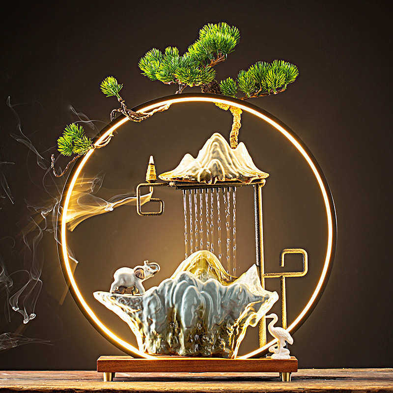 流水摆件客厅桌面假山喷泉创意雨帘造景加湿器办公室招财开业礼品,家居饰品,流水摆件,淘宝优惠券,粉丝福利购,淘宝优惠卷