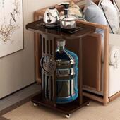 实木移动茶水柜烧水壶一体茶桌边柜水桶架客厅沙发边几小茶台带轮