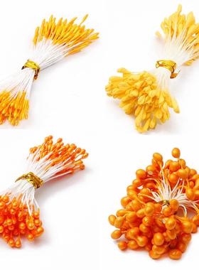 橙色仿真花花朵花芯雪纺花花蕊小号果子手工材料缠花散配件