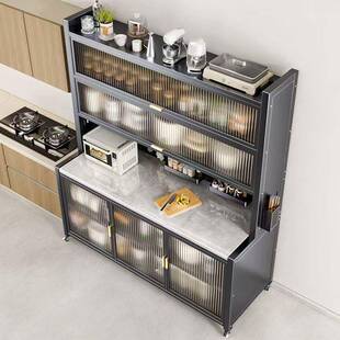 厨房置物架餐边储物落地多层微波炉多功能收纳碗柜橱柜子实木儿童