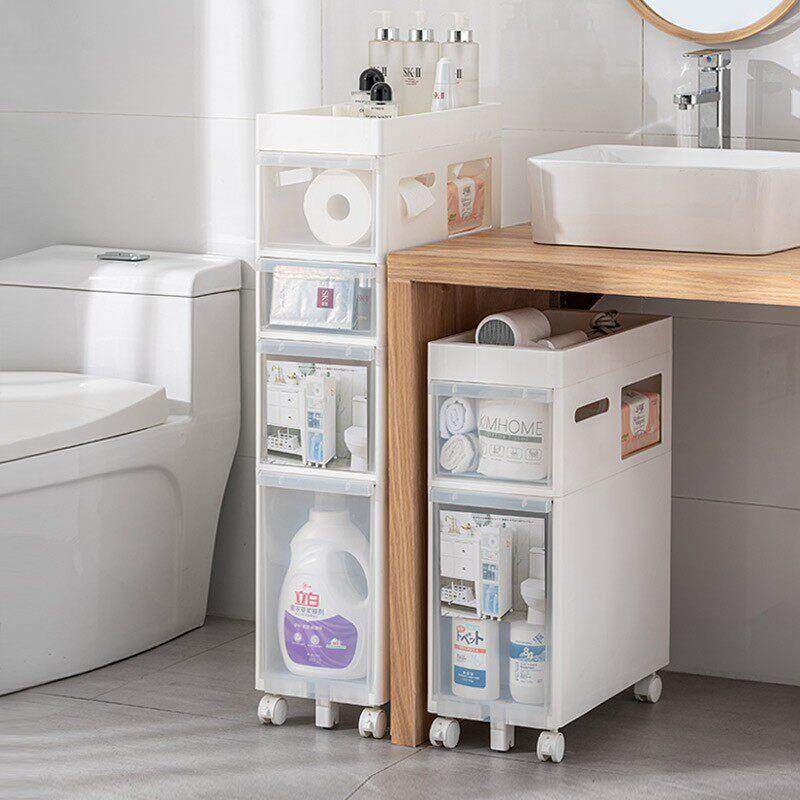 22CM化妆室夹缝收纳柜落地塑胶抽屉式储物厕所马桶浴室缝隙置物架