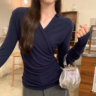 Surplice Sleeve Casual Korean OL Medium Autumn Plain Women
