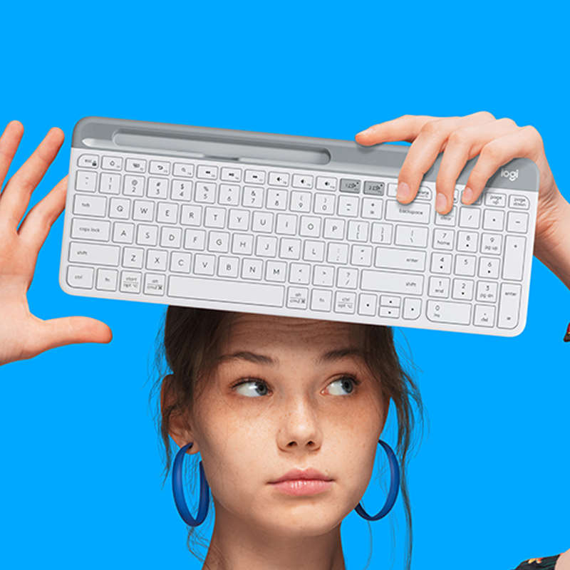 罗技时尚系列K580无线蓝牙键盘办公游戏平板笔记本便携超薄女生