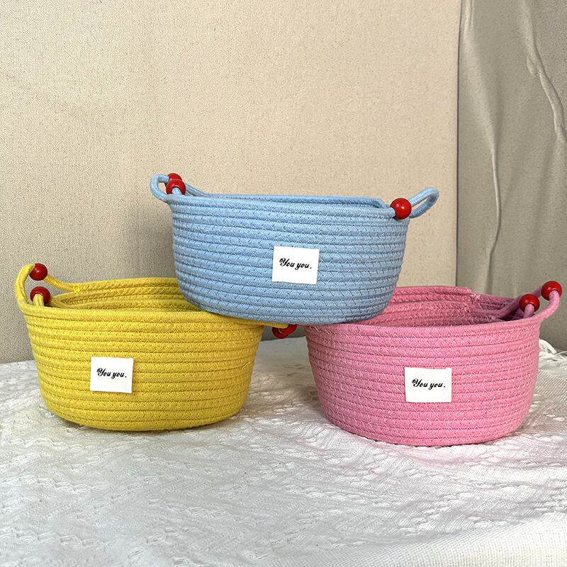 棉线床头收纳杂物收纳筐大号储物篮茶几整理筐桌面办公室卧室防尘