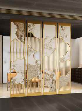 批风纺纱屏风隔断客厅代简屏约餐厅新中式可订户入玄关镂空现格栅
