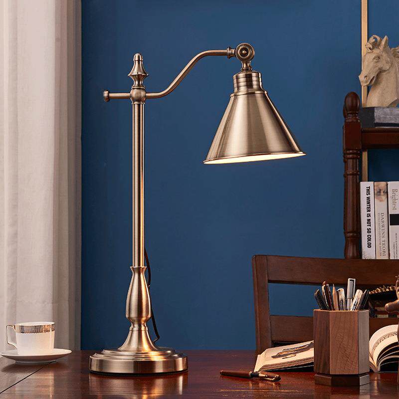 H007美式复古书房台灯书桌工作阅读护眼学习客厅卧室床头装饰灯具