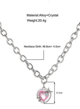 粉红色的心吊坠项炼粉红色的心吊坠锁骨炼妇女的心吊坠项炼